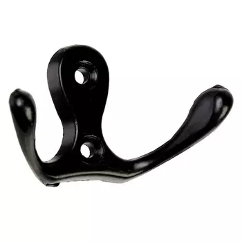 Крючок мебельный тундра tkd=003, двухрожковый, черный