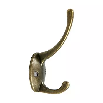 Крючок мебельный тундра tkd008, двухрожковый, бронза