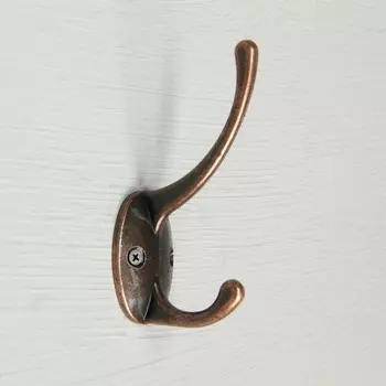 Крючок мебельный тундра tkd=008, двухрожковый, медь