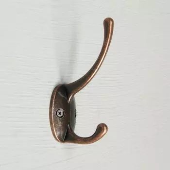 Крючок мебельный тундра tkd=008, двухрожковый, медь, 4 шт. tmp