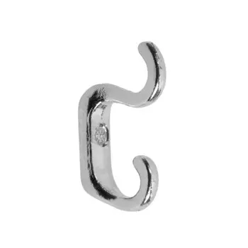 Крючок мебельный тундра tkd010, двухрожковый, хром, 10 шт