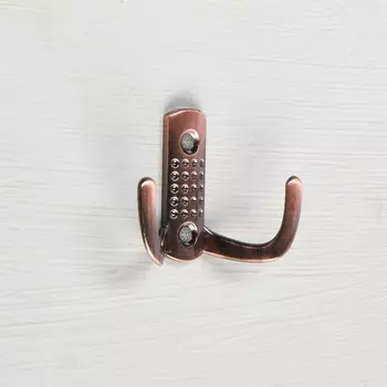 Крючок мебельный тундра tkd011, двухрожковый, медь