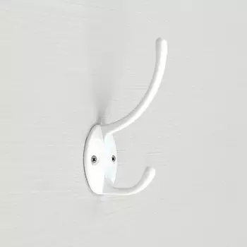 Крючок мебельный тундра tkd=012, двухрожковый, белый