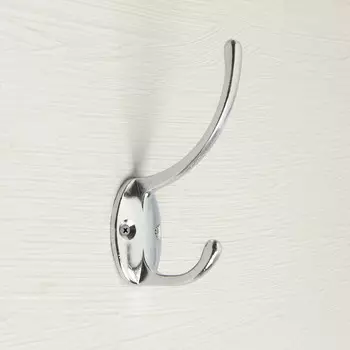 Крючок мебельный тундра tkd=012, двухрожковый, хром