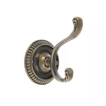 Крючок мебельный тундра tkd013, двухрожковый, бронза