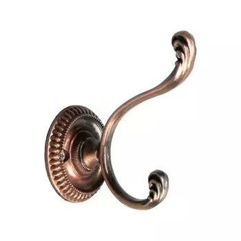 Крючок мебельный тундра tkd=013, двухрожковый, медь