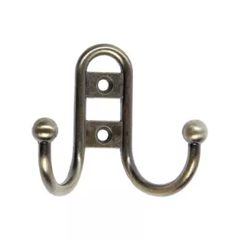 Крючок мебельный тундра tkd016, двухрожковый, бронза