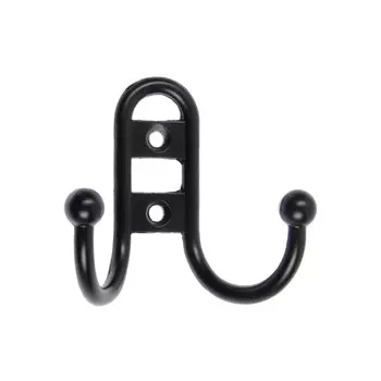 Крючок мебельный тундра tkd016, двухрожковый, черный