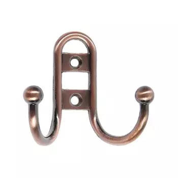 Крючок мебельный тундра tkd016, двухрожковый, медь