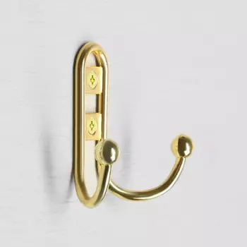 Крючок мебельный тундра tkd016, двухрожковый, золото