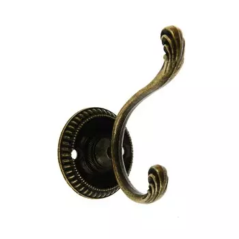 Крючок мебельный тундра tkd019, двухрожковый, цвет бронза