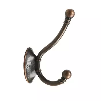 Крючок мебельный тундра tkd=021, двухрожковый, медь, 5 шт. tmp