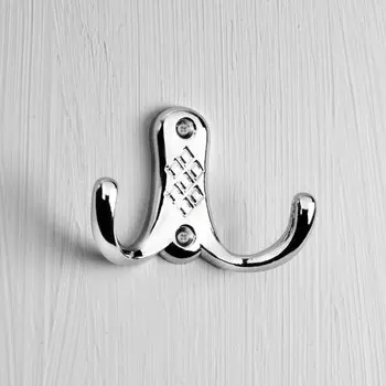 Крючок мебельный тундра tkd=024, двухрожковый, хром