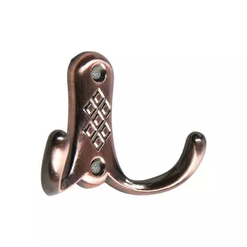 Крючок мебельный тундра tkd=024, двухрожковый, медь