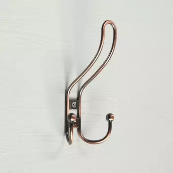 Крючок мебельный тундра tkt002, трехрожковый, медь