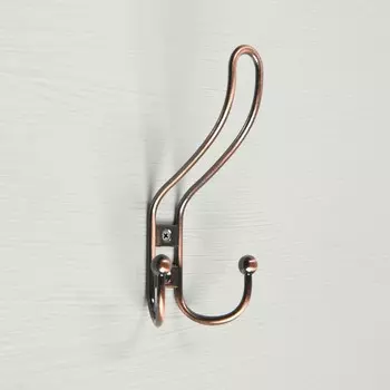 Крючок мебельный тундра tkt002, трехрожковый, медь, 4 шт. tmp