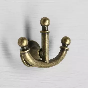 Крючок мебельный тундра tkt006, трехрожковый, бронза