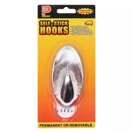 Крючок самоклеящийся, круглый, с системой бесследного удаления, хром, 5,5*11 см, 1 шт.