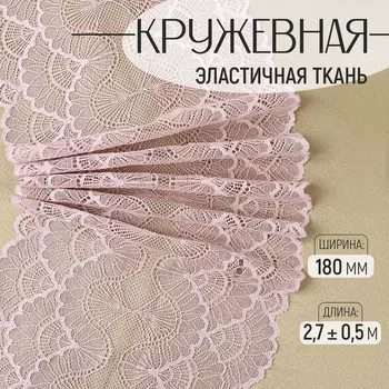 Кружевная эластичная ткань, 180 мм, 2.7±0.5 м, пудровая
