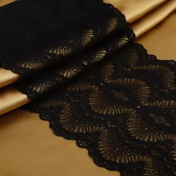 Кружевная эластичная ткань, 240 мм, 2.7±0.5 м, черная