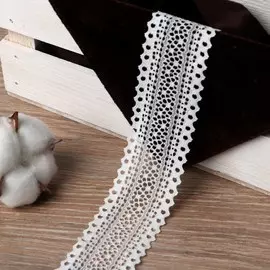 Кружево эластичное, 40±5 мм 10 ± 1 м, цвет белый