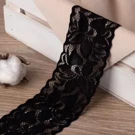 Кружево эластичное, 58±2 мм, 10±1 м, черное