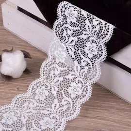 Кружево эластичное, 65 мм × 10 ± 1 м, цвет кипенно-белый