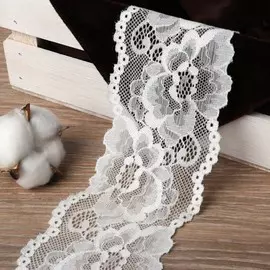 Кружево эластичное, 70 мм × 10 ± 1 м, цвет айвори