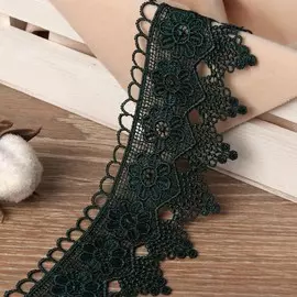 Кружево гипюровое, 60 мм × 6,8 ± 0,5 м, цвет изумрудный