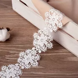 Кружево гипюровое, 55 мм, 9±0.5 м, цвет белый