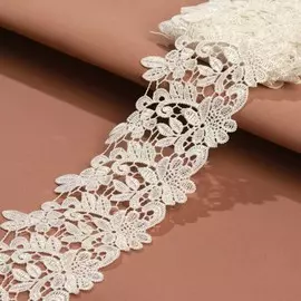 Кружево гипюровое, 85 мм 6,8 ± 0,5 м, цвет белый