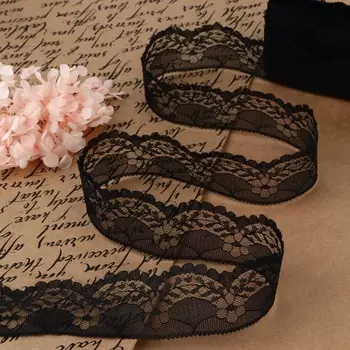 Кружево капроновое, 40 мм 10 ± 1 м, цвет черный