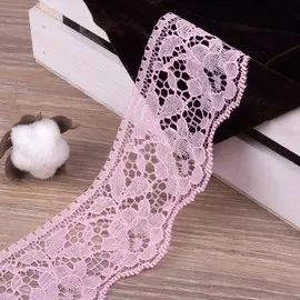 Кружево капроновое, 60 мм 10 ± 1 м, цвет розовый