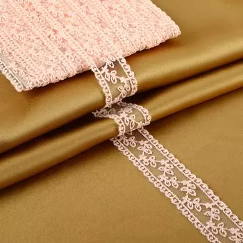 Кружево на сетке, 30 мм, 9±0.5 м, розовое