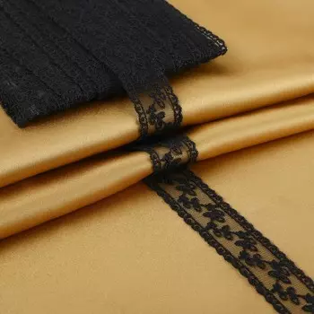 Кружево на сетке, 30 мм 9 ± 0,5 м, цвет черный