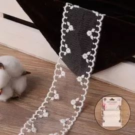 Кружево на сетке, 45 мм × 2 ± 0,05 м, цвет айвори