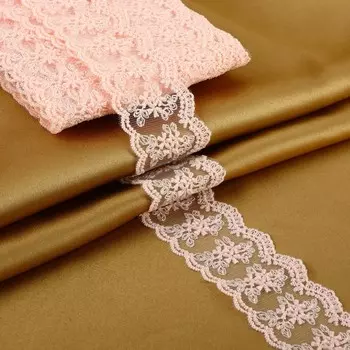 Кружево на сетке, 55 мм 9 ± 0,5 м, цвет розовый