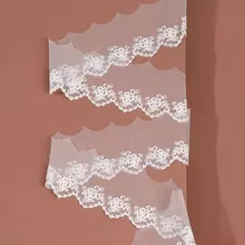 Кружево на сетке, 65 мм, 9±0.5 м, белое