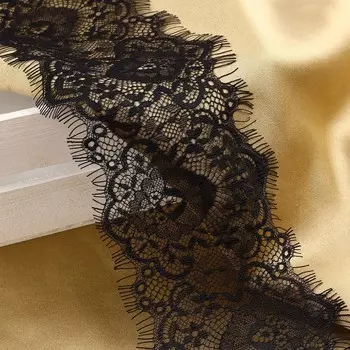 Кружево реснички, 100 мм 9 ± 0,5 м, в бобине 3 шт по 3 м, цвет черный