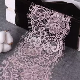 Кружево реснички, 110 мм × 9 ± 1 м, в бобине 3 шт по 3 м, цвет пудровый