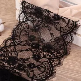 Кружево реснички, 185 мм × 3 ± 0,5 м, цвет чёрный