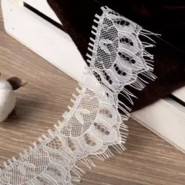 Кружево реснички, 63 мм × 9 ± 1 м, в бобине 3 шт по 3 м, цвет айвори