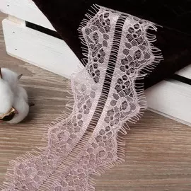 Кружево реснички, 75 мм × 9 ± 1 м, в бобине 3 шт по 3 м, цвет пудровый