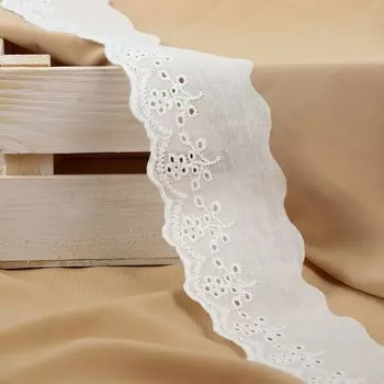 Кружево шитье, 55 мм, 13±1 м, белое