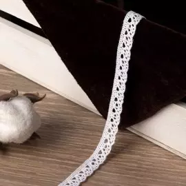 Кружево вязаное, 10 мм, 15±1 м, белое