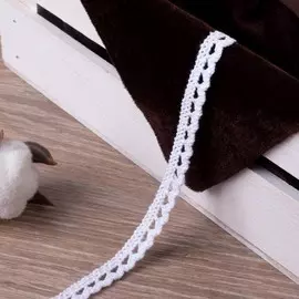 Кружево вязаное, 10 мм 15 ± 1 м, цвет белый