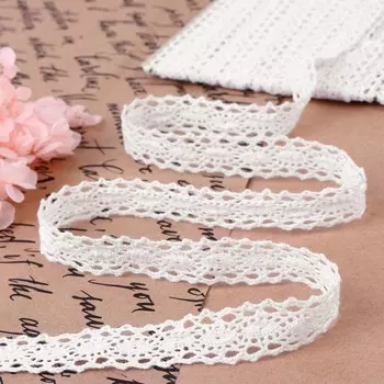 Кружево вязаное, 15 мм, 10±1 м, белое