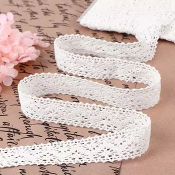 Кружево вязаное, 20 мм 10 ± 1 м, цвет белый