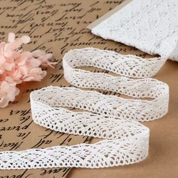 Кружево вязаное, 20 мм 10 ± 1 м, цвет белый