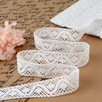 Кружево вязаное, 25 мм 10 ± 1 м, цвет белый